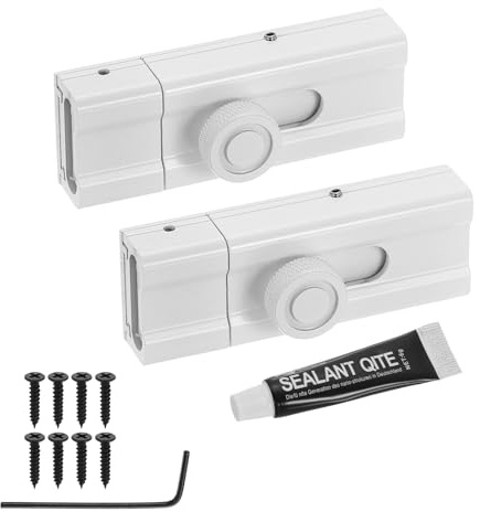 QUARKZMAN 2 pcs Cerrojo Deslizante, Cerradura De Seguridad Adhesiva De 3 Pulgadas Con Tornillos, Cerrojos Deslizantes De Aleación De Aluminio Al Ras O Empotradas, Ventanas, Blanco
