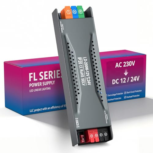 Yafido LED Trafo Netzteil AC 230V auf DC 12V 16.6A / 24V 8.3A 5-150W, Metallgehäuse Treiber 220-240V Power Supply Transformator für Wohnzimmer Küche G4 G9 Mr16 Strip Ohne Schrauben Schnell Anklemmen