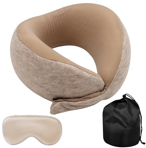 VEGCOO Coussin de voyage pour enfant - Coussin de voyage en mousse à mémoire de forme douce pour les yeux - Pour garçons et filles - Pour voitures, trains, avions - Kaki