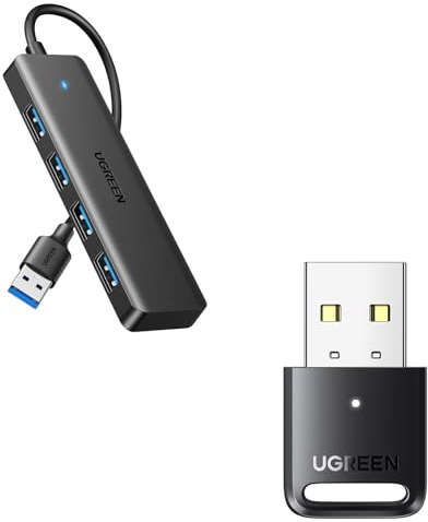 UGREEN USB Bluetooth 5.3 Adaptador para PC y Hub USB 3.0 con 4 Puertos Adaptador Ladron Multipuertos 5Gbps Alta Velocidad