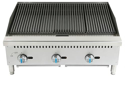 36’’Commercial Countertop Natural Gas(NG)/Propane Charboiler,Countertop Charboiler,Durable Cast Iron Grates, Restaurant BBQ Grill,3x35,000BTU,3 Burners,Equipped With Universal Wheels,Restaurants