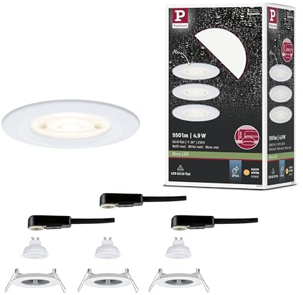 Paulmann LED Einbauleuchte Nova GU10 Flat starr IP44 3x4,9W 3x550lm 230V 2700K Weiß matt 92278