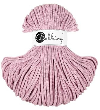 Bobbiny Makramee Baumwoll-Flechtkordel - 5mm x 100m - Vielseitige Makramee-Kordel für Stricken, Weben, DIY-Basteln und Heimdekoration - Hochwertige Bunte Bastelschnur - Dusty Rose