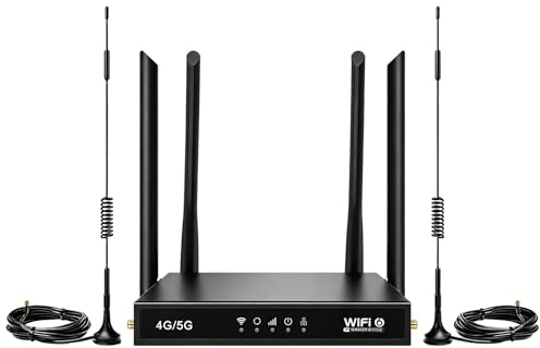 4G LTE WiFi 6 Router with SIM Card Slot, 300Mbps Wireless Router with Dual Backup WAN + 4G, 4 Ethernet Ports, Plug & Play for Modem, Home Streaming, Business & Gaming
