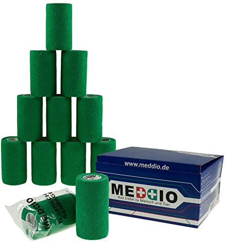 12 Haftbandagen Größe+Farbe wählbar - selbsthaftende Bandage Fixierverband selbstklebend, Farbe:natural green, Größe:10cm