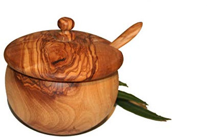 Prosudweb Pot à Sucre avec cuillère en Bois d'olivier