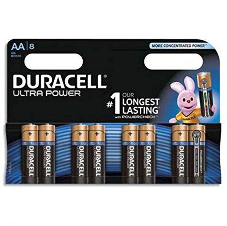 Blister de 8 piles Alcalines 1,5V AA LR06 Ultra Power Duralock