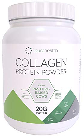 Pure Health Unflavored Collagen Powder Supplement 454g | 20g of Protein Per Serving | 100% Pasture Raised Hydrolysed Collagen