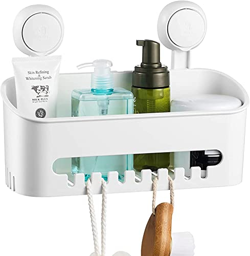 ilikable Mensola Doccia con Ventosa, Portaoggetti Bagno con Ventosa Impermeabile, Portaoggetti Doccia con Ventosa per Doccia Accessori Shampoo Balsamo Rasoi Sapone - Bianco