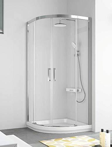 Mampara de Ducha Semicircular - 2 Hoja Fija y 2 Puerta Corredera - Cristal de Seguridad de 6 mm - Modelo Cuatrocientos Circle (90 x 90 Curva Italiana)