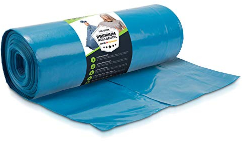 Müllsäcke 120L Blau 10 BEUTEL - Extrem Reißfest - Abfallsäcke - Abfall Beutel XXL - Typ 100 Extra - Müllbeutel 120 L - 70 µ - 700x1100 mm - LDPE - Großer Müllsack - 120 Liter - Super Stark Mülltüten
