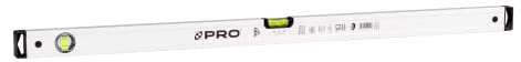 PRO600 Wasserwaage 100cm mit 2% Gefälle - Ergonomischen Profil und ERS+ (Easy Reading System) Präzise Wasserwaage - Anti Shock Absorber Endkappen - Farbe Weiß