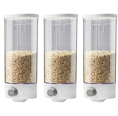 Wuudi Kitchen Wall Mounted Food Tanks, Dry Food Grains Nuts Coffee Soy Bean Cereal Dispensers, Food Containers 3 Pieces