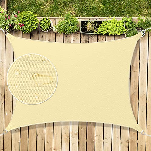 Mokani Sun Shade Sail, 2x3m Rectangle Sunscreen Awning Canopy, Waterproof Shade Sail, 95% UV Block with Free Rope, for Outdoors, Garden, Patio, Yard, Party(Cream White)