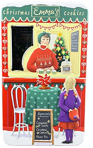 MediMuc Kiosk Xmas Cookies - Emma´s - Aufbewahrungsdose, Keksdose, Blechdose - lebensmittelecht - Volumen: ca. 1,3l - Maße: (L x B x H): 11,5 x 5,5 x 21,0cm