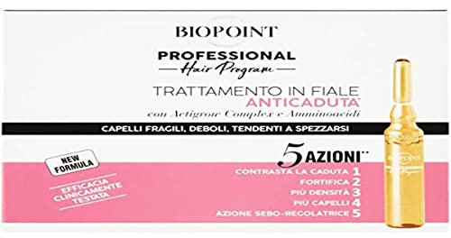 Biopoint Professional Hair Program - Trattamento Fiale Anticaduta Fortificanti, Arricchita con Amminoacidi per capelli fragili, deboli e tendenti a spezzarsi., 10 Fiale da 7ml