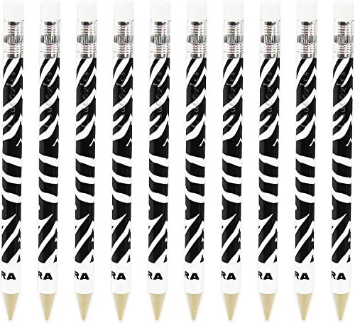 Zebra Cadoozle Mini-Druckbleistift, 0,7 mm Mine, Zebra-Tierdruck, 10 Stück