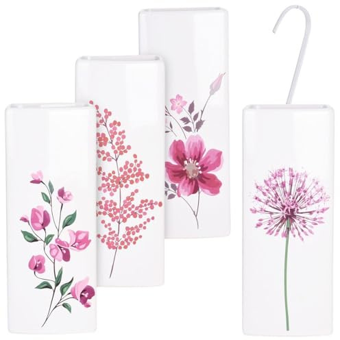 Luftbefeuchter Wasserverdunster Verdunster Diffusor Heizungsverdunster aus Keramik weiß Blumenmotiv 4er-Set