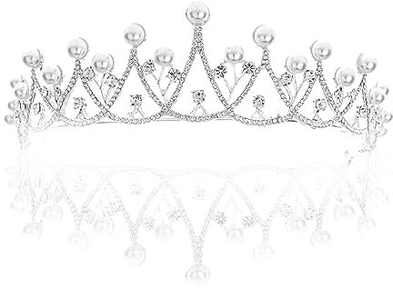 Csirnto Stirnband 1 Stück Kristall Tiara Kopfband Kopfschmuck Strass Braut Hochzeit Diadem Perle Hochzeit Stirnbänder Braut Kopfschmuck Haarreifen Kristall Braut Haarbänder Haarreifen mit Perlen