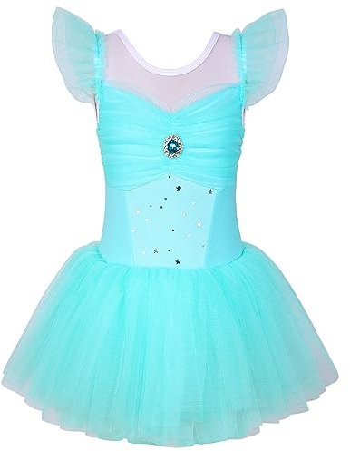 ZNYUNE Ballettkleid für Mädchen und Kinder, Prinzessin, glitzernd, Balletttrikot, Tutu, Mädchen, Tanzkleidung, Kostüm, 315, Apfelgrün, Größe M