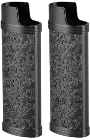 2 Stück Metall Feuerzeug Fall Abdeckung Halter mit Vintage Floral gestempelt, Zink-Legierung Shell Feuerzeug Hülse, Feuerzeug Fall Cover Vintage-Stil Feuerzeug Fall Abdeckung für Feuerzeug Schutz