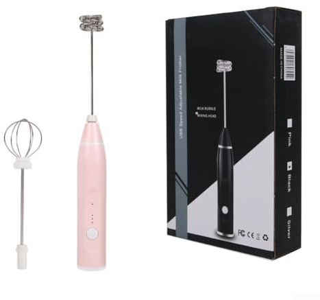 Zoegneer Elektrischer Milchkaffeeaufschäumer, USB-Aufladung, leiser und effizienter automatischer Mixer, Schneebesen, für die Herstellung von Kucheneis (Rosa)