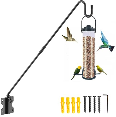 HOBITSTARX Wandhalterung, robuster Deckhaken, 71,1 cm, erweiterte Reichweite, Pflanzenaufhänger für den Außenbereich, Vogelfutterstation für Deckgeländer, Zaun, Pflanzenhalterung, Haken zum Aufhängen