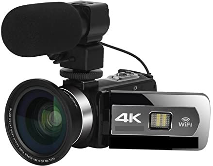AUBEST Videocamera Videocamere digitali grandangolari 4K Registrazione in loop al rallentatore Microfono Videocamera Messa a fuoco automatica Streaming Webcam Vlog Kit(No SD Card,Generation 2)