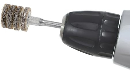 Spazzola Abrasiva per Trapano 4 Strati, Manico 6mm | Diametro 25mm, Acciaio, Rimozione Ruggine e Sbavature, per Metallo e Legno