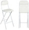 Sgabello Alto Pieghevole Imbottito 65cm con Schienale, Sedia da Bar Richiudibile 70cm con Poggiapiedi per Cucina, Ufficio, Negozio(White,65cm/26in)