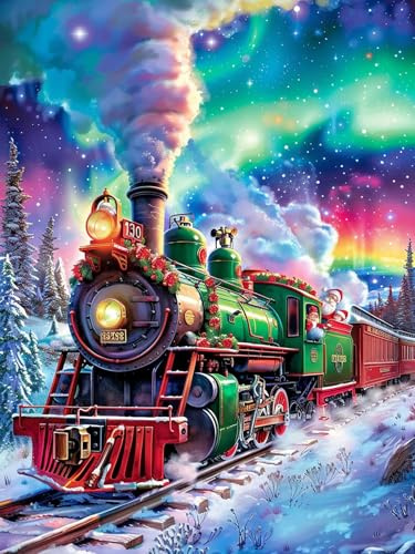 Reofrey 5d Diamond Painting Zubehör Weihnachten, Full Dril Zug Diamant Painting Bilder Set Diamant Malerei Vollbohrer, Kreuzstich Erwachsene Stickerei Crystal Strass Foto Craft Für Wall Home 30X40cm