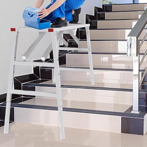Plataforma de Trabajo Plataforma de Andamio de 4 X 5 X 6 Pies Para Escaleras Interiores y Exteriores, Escalera de Andamio Telescópica Ajustable con Pasadores, Juego Completo de Andamios de Construcció