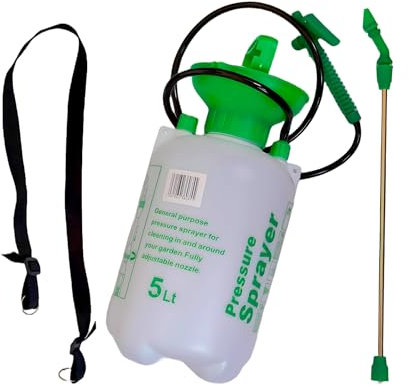 Aibulo 5 Litre Pump Action Garden Sprayer with Shoulder Strap & Adjustable Nozzle - Ideal for Weed Killer, Pesticides, Fertilizers & Cleaning Solutions