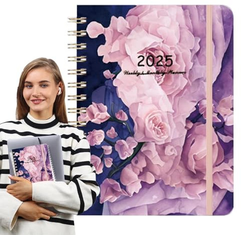 Akademischer Jahresplaner, 2025 Tagesplaner, Wochenplaner, Monatsplaner, A5 Planer Buch, Zeitmanagementplaner, Tagesplaner, akademischer Kalender 2025, Schülerplaner Buch, Personal Organizer