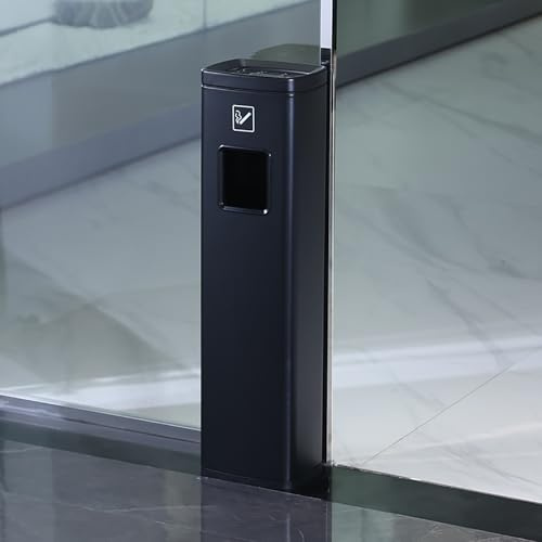 Gtzly Standaschenbecher für DraußEn, Standaschenbecher aus Edelstahl, Entsorgung Von Zigarettenkippen Im Freien, Raucherraum, Raucher-MüLleimer, Gemeinschaftsaschenbecher for die AußEnterrasse(Black)