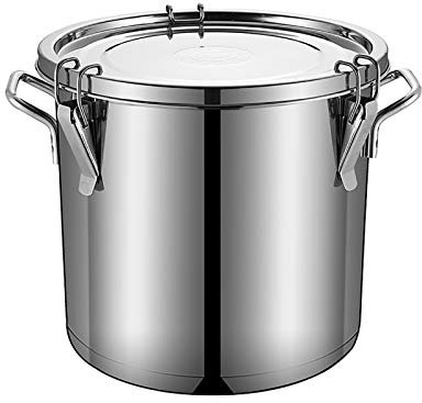 KUANGGE Ollas Grandes, Cubo Sellado de Acero Inoxidable 304, Frasco Sellado con Tapa, Doble Capa Engrosada, conservación del Calor Las 24 Horas (Color: Plata, tamaño: 35 cm 35 cm (33 L))