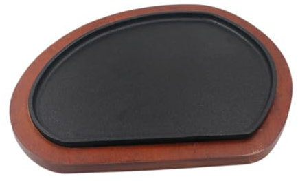 YWJLQH Assiette à Steak en Fonte avec Base, Assiette de Serveur Fajita, Plaque de Cuisson Antiadhésive, Poêle Fajita pour Le Camping, La Maison,