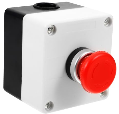 MAGICLULU Caja de Estación de Pulsadores Botón Momentáneo Rojo de Plástico para Corte de Emergencia Confiable en Fábricas y Laboratorios