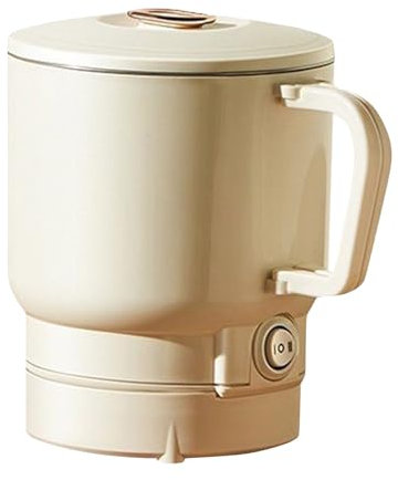 Freidora de aire de papel portátil de acero inoxidable, mini calentador de agua de viaje, taza de ebullición compacta de apagado automático para freidora de aire de papel (beige, 15 x 13, 5 cm)