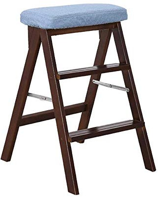 Escabeau pliable à 3 marches en bois, multifonctionnel et portable pour cuisine, bureau, maison, design peu encombrant