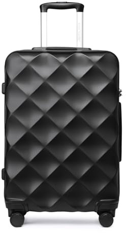 British Traveller Valigia Rigida Media 64CM Trolley Medio con Rotelle, Nero