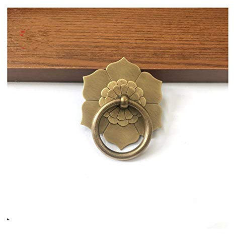 Llamador Puerta,Llamador Puerta Exterior Latón De La Vendimia Del Anillo De La Manija Del Golpeador De La Flor De La Arandela De Cobre Tiradores De Puerta Del Gabinete Dresser Tiradores Tiradores De E