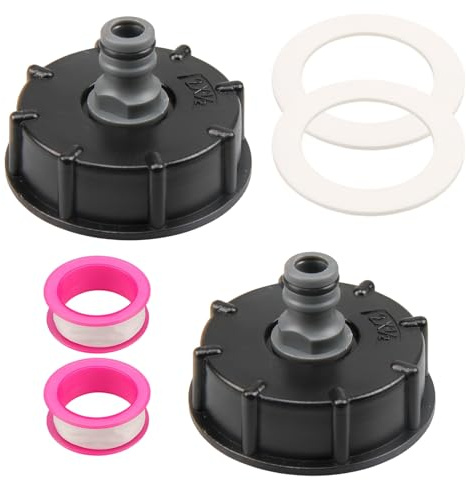 Lotnery 2 Pcs IBC Tank Adapter, IBC Connector S60X6 to 4 Water Storage Tank Tap, 1/2 Course Threaded Storage Tank Cover for Water Storage Tanks Hose Fitting Parts - Durable, Leak-Proof Design, Black