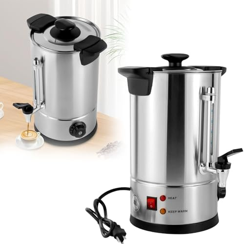 Cafetière 10 L, seau électrique for hôtel, seau isotherme en acier inoxydable 304, seau à vapeur électrique grande capacité, distributeur de boissons chaudes commercial avec