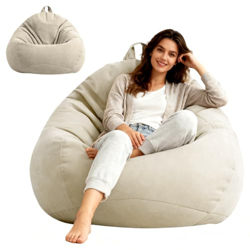 Umllpet Sitzsack XL, Sitzsäcke Tropfenform nur Bezug (ohne Füllung), Bean Bag Chair für Erwachsene Kinder, Gaming Sitzsack für Wohnzimmer Kinderzimmer Sofa Outdoor Deko, 100x120cm (Beige)