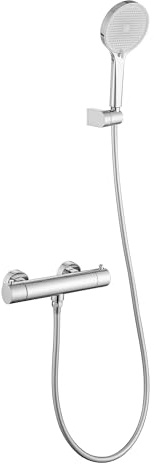 Friota Duschsystem mit Thermostat Aufputz Duscharmatur Komplettset | Regendusche mit Armatur Wandmontage, 38°C Anti Verbrennung Dusche Komplett, Badewannenarmatur Mischbatterie mit HandbrauseSet