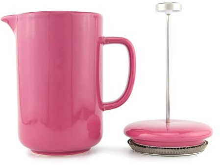 Upper Street Percolé Pink Ceramic French Press Cafetière 750ml | 6 Cup Coffee Maker | Dishwasher Safe | Heat Retaining | Stylish Kitchen Gift