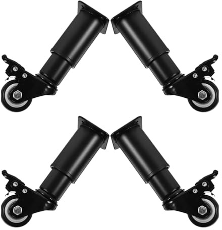 WOONEKY 4 Patas de Mesa Ajustables con Ruedas Giratorias, Diseño Metálico Resistente, Movilidad Fácil para Gabinetes, Sofás y Camas, Ideales para Uso Doméstico