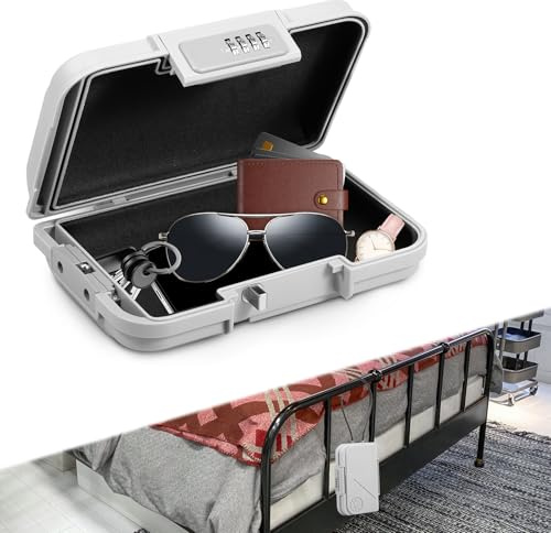 Tragbarer Tresor Wasserdicht Mini Tresor mit 4 Stellig Zahlenschloss, Schnittfest Schlagfest Strandboxen mit 7mm Dicker Abnehmbarem Drahtseil, Sicherheitsbox für Reisen Strand Auto Zuhause Büro