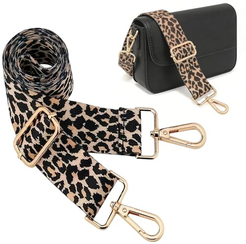 Schultergurt für Taschen, Taschengurte zum Wechseln, Tragegurt mit Leopardenmuster, Verstellbarer Breiter Schultergurt, Umhängegurt für Taschen, für Damen Handtasche, Crossbody (Leopard Print)